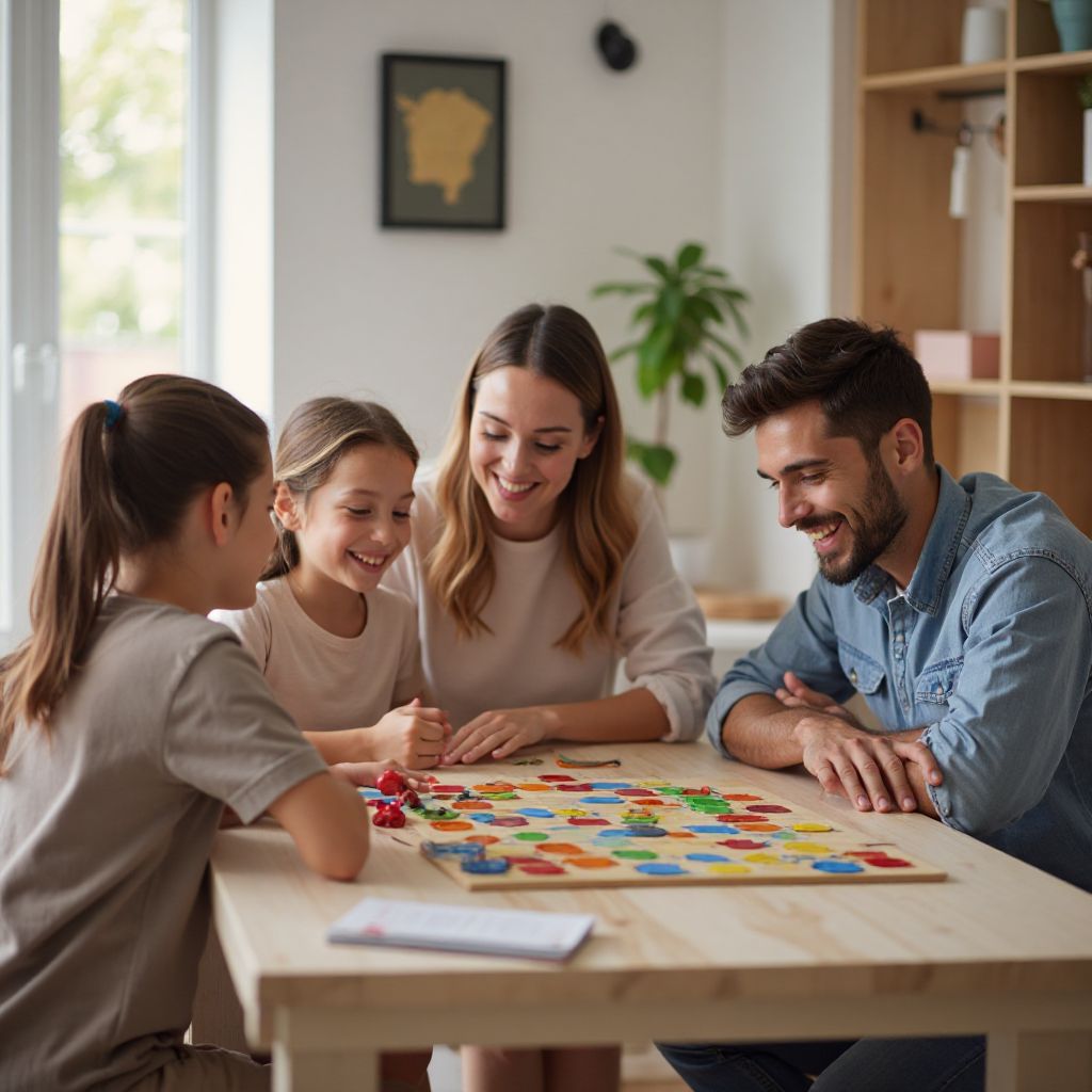 Familie spielt Brettspiele
